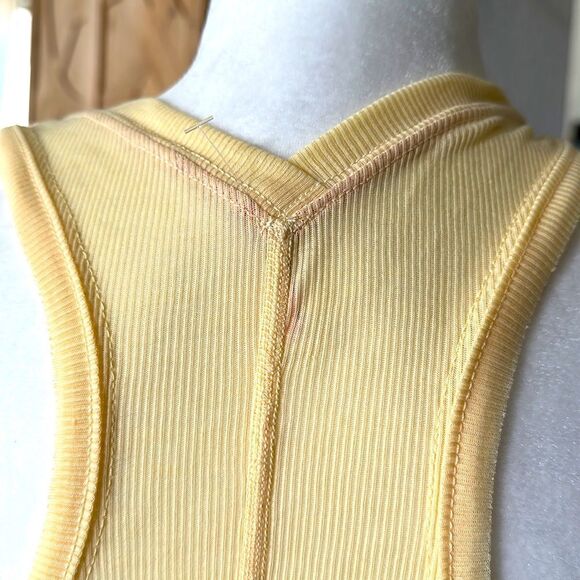 NWOT Free People Movement Tank Yellow Ribbed L Very Varsity Exercise Lounge - Picture 7 of 16